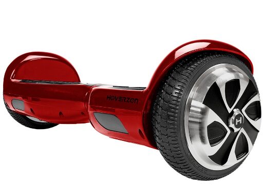 This is an image of Red hoverboard with large wheels