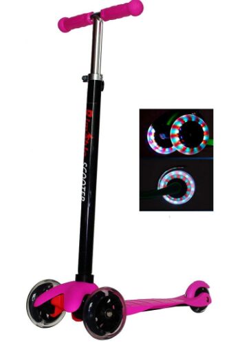 This is an image of 3 wheel scooter in pink color