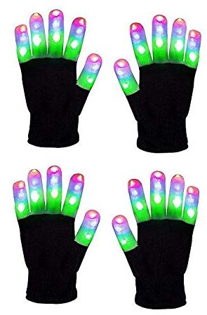 This is an image of kid's gloves warm in black color and LED finger