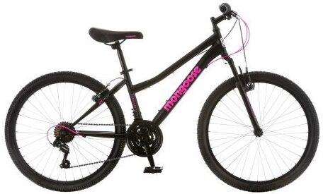 This is an image of older girls mountain bike in black color