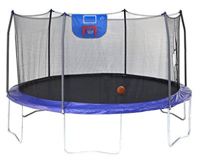 trampoline with basketball hoop for kids by Skywalker