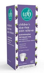 Wellness Basics Children's Pain & Fever Relief Acetaminophen Dye-Free Liquid, Grape, 4 Fluid Ounce