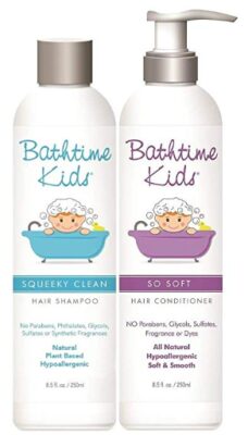  this is an image of a kids natural and gentle shampoo and conditioner set. 