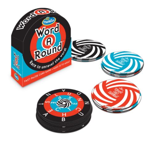 this is an image of a 100 word-a-round card game for kids ages 10 and up. 