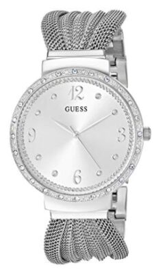 this is an image of a stainless steel Guess watch for teens. 