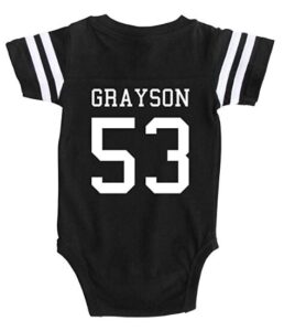 this is an image of a Baby Bodysuit Personalized with Name and Number