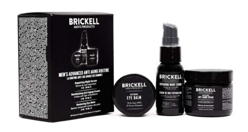 this is a image of a Brickell men's advanced anti-aging set for young men. 