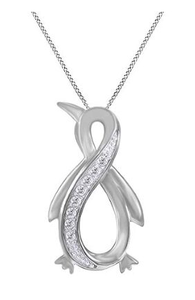 This is an image of a silver penguin pendant with chain.