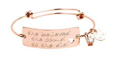 this is an image of a rosegold inspirational stackable bracelet for 16 year old girls. 