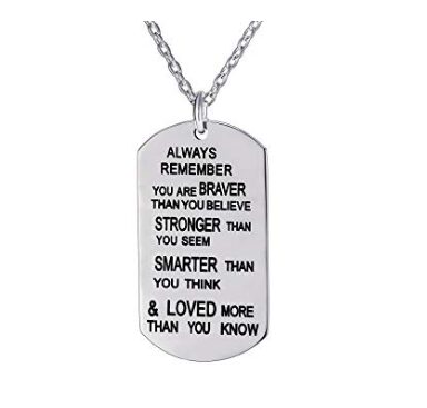 this is an image of a personalized inspirational necklace gift for kids. 