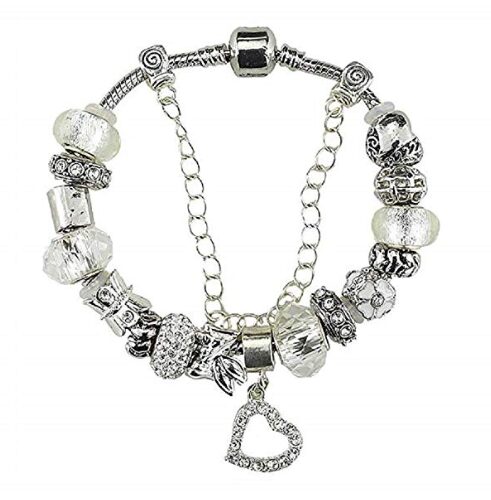 this is an image of a white birch charm bracelet for young ladies.