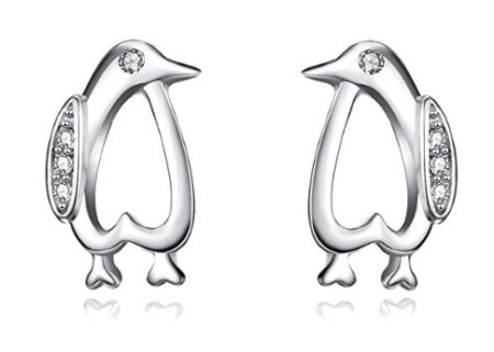 This is an image of a heart shaped penguin earrings.