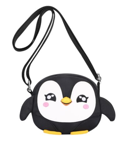 This is an image of a black mini penguin shoulder bag. 
