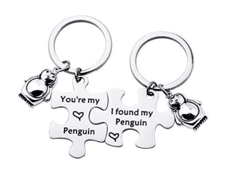 This is an image of a penguin keychain set.