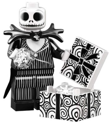 this is an image of kid's lego disney minifigure jack skellington in white and black colors