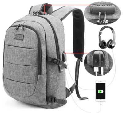 This is an image of teen's laptop backpack in gray color