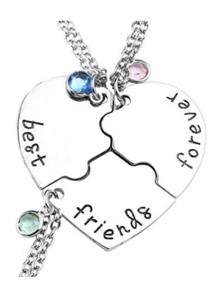This is an image of a 3 puzzle piece BFF pendant necklace