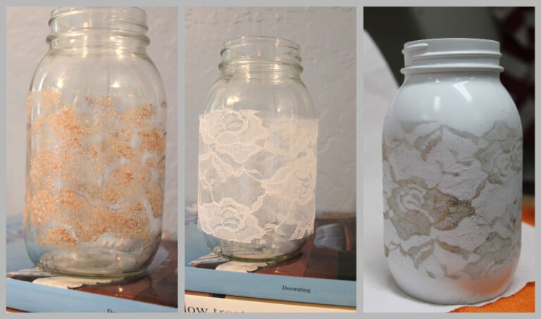 Lace Painted Mason Jars