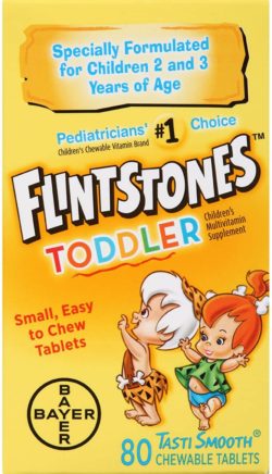 This is an image of Flintstones Toddler Chewable Multivitamins, 80 Count