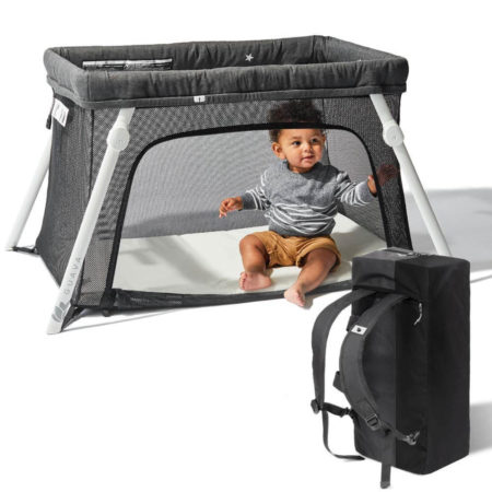 This is an image of Lotus Travel Crib - Backpack Portable, Lightweight