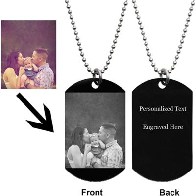 This is an image of Queenberry Photo Text Message Laser Engraving Personalized Pendant 