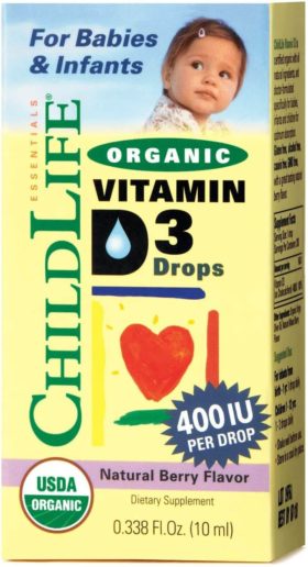 This is an image of  Child Life Organic Vitamin D3 Liquid, Natural Berry, 0.338 Fluid Ounce ( 1 Pack )