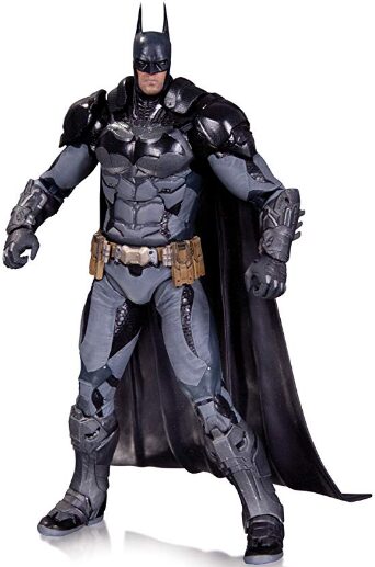 This is an image of a batman figurine in a grey costume with black cape