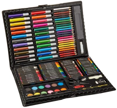 This is an image of kid's deluxe art set pieces in colorful colors