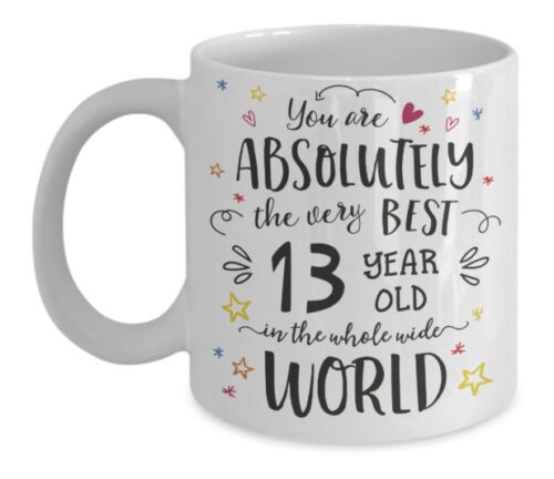 this is an image of a 13th birthday gift mug for girls. 