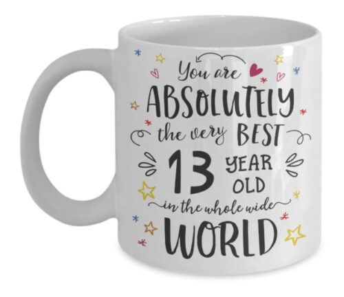 this is an image of a 13th birthday gift mug for girls.