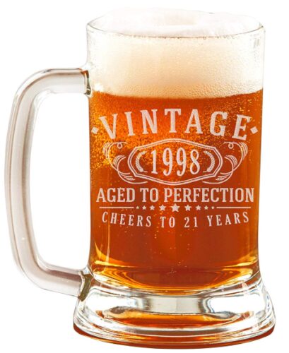 this is an image of a 16 ounce vintage beer mug. 