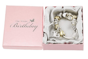 16th Birthday Charm Bracelet with Hearts Stars and Rings for girls and teens
