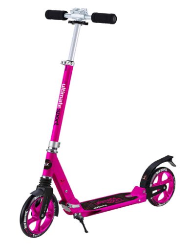 this is an image of a pink 2 heel kick scooter for kids and teens. 