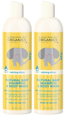 this is an image of a 2 in 1 Organic baby shampoo and body wash.