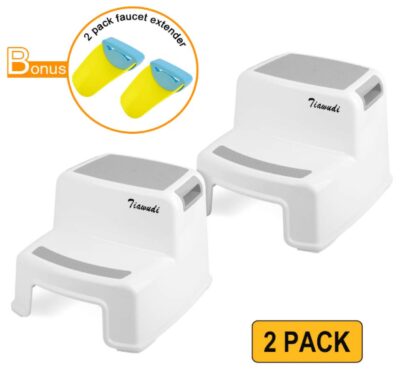 this is an image of a kid's 2 pack step stool with anti slip grip ideal for toilet stools.
