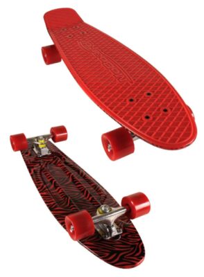 this is an image of a 27-inch Moboard red vintage style skateboard. 