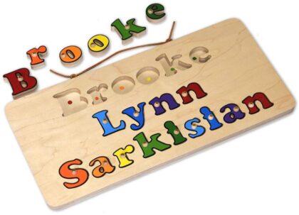 This is an image of kid's personalized wooden name