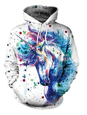 this is an image of a 3D digital print pullover hoodie for teens. 