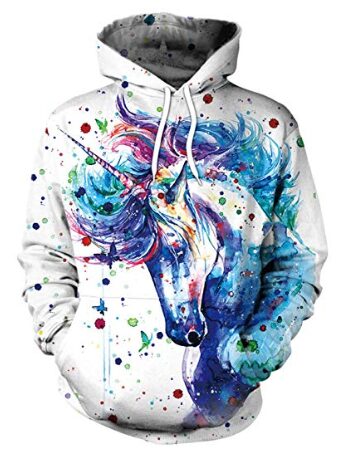 this is an image of a 3D Unicorn Print Hoodie Sweatshirt for girls.