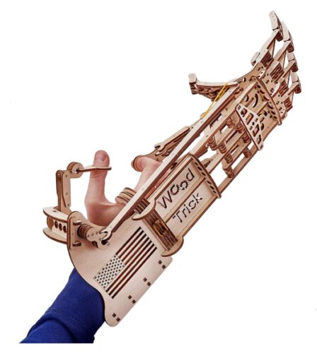 this is an image of a 3D wooden arm puzzle for kids and adults. 