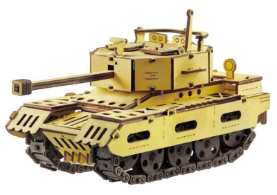 this is an image of a 3D wooden tank construction kit for kids. 