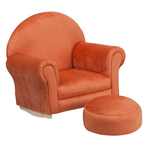 Flash Furniture Kids Orange Microfiber Rocker Chair and Footrest