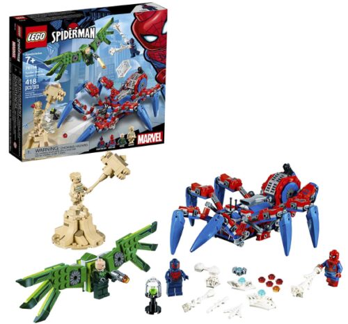 this is an image of a 418-piece LEGO Marvel Spider-Man Crawler building toy for kids