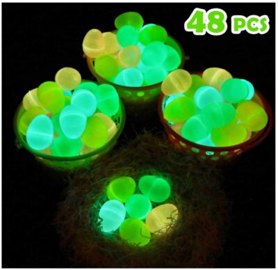 this is an image of a 48-pc glow in the dark easter eggs for kids. 