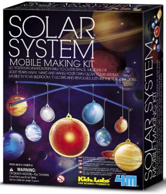 This is an image of kid's 4M glow in the dark solar system making kit