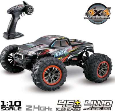 This is an image of 4WD remote control car in black color