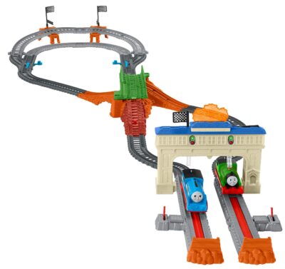 this is an image of a 6 feet long Thomas & Percy's railway race set.