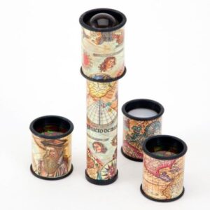 old map pattern kaleidoscope with different lenses