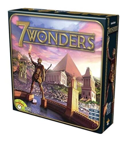 this is an image of a 7 Wonders board game for children age 10 years old.