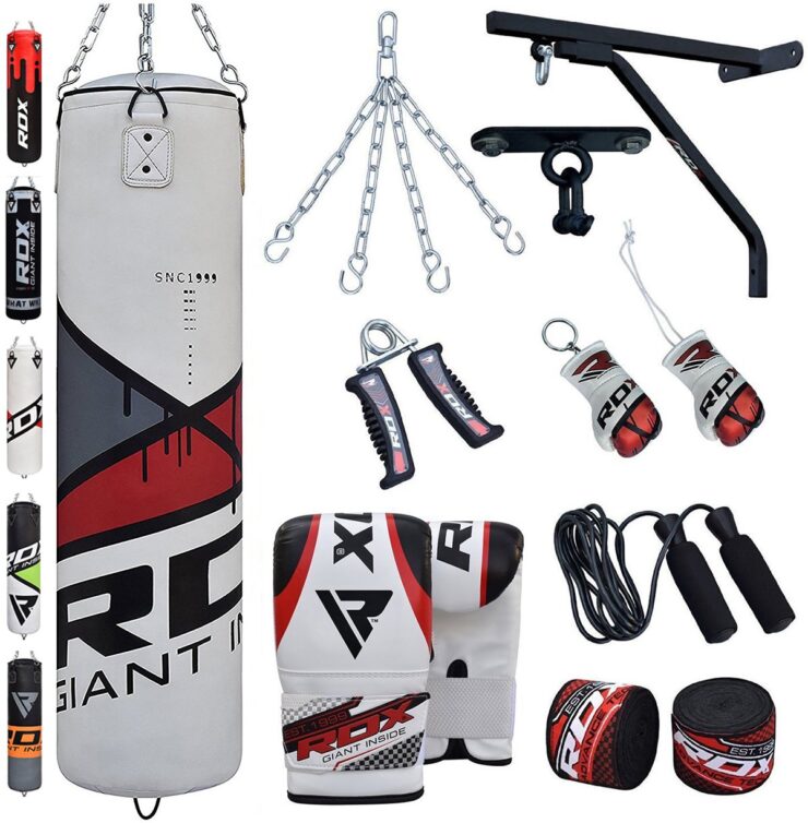 Punching bag, gloves, ropes and other gear